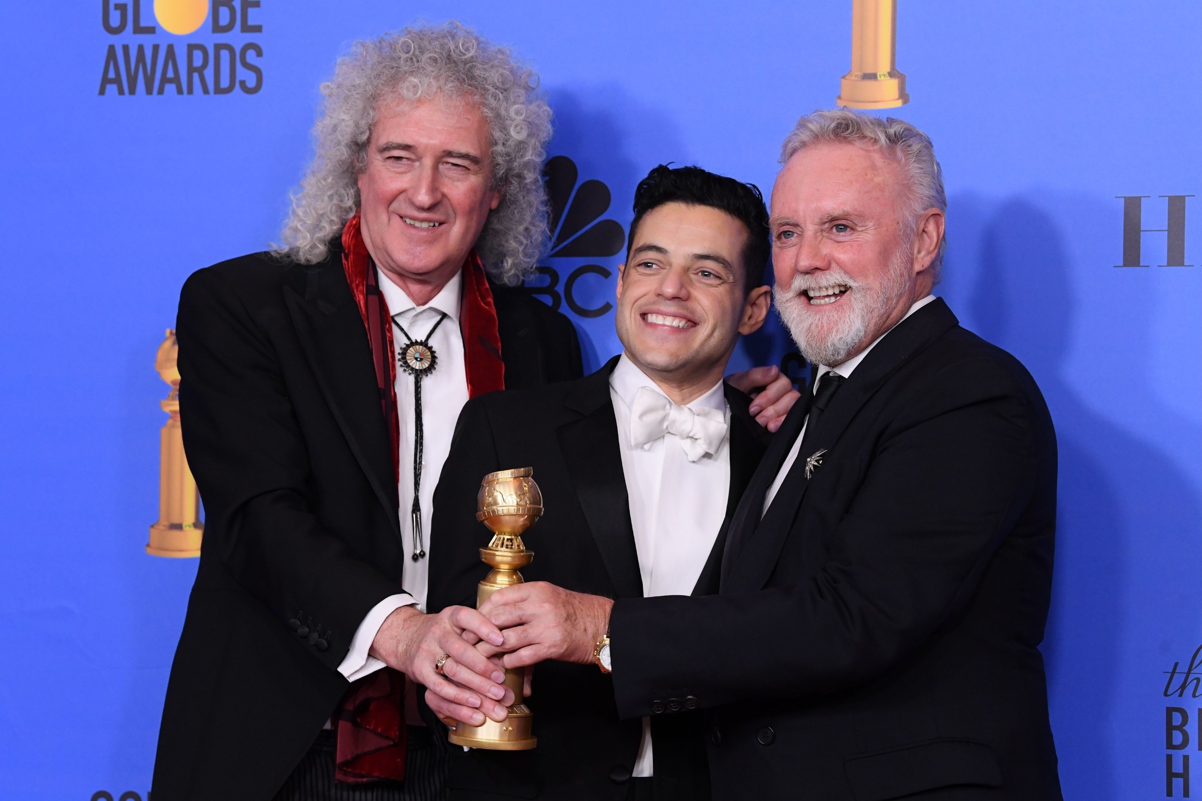 Brian May, Rami Malek and Roger Taylor - Best Motion Picture, Drama - 'Bohemian Rhapsody'
76th Annual Golden Globe Awards, Press Room, Los Angeles, USA - 06 Jan 2019, Image: 405648785, License: Rights-managed, Restrictions: , Model Release: no, Credit line: David Fisher / Shutterstock Editorial / Profimedia